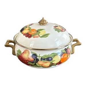 Vintage Regency Club 2.5 Quart Dutch Oven Enamel Pot/lid With Brass Handles